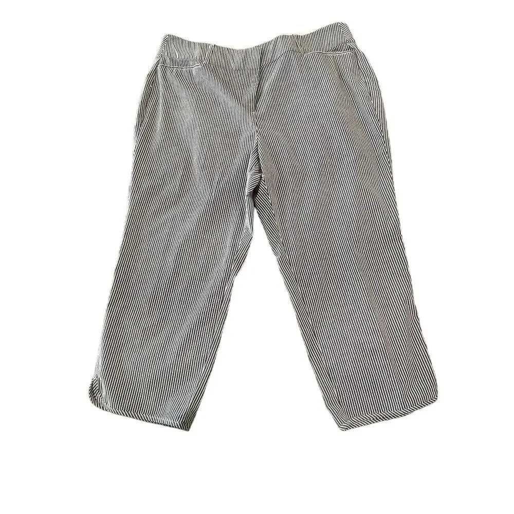 Lane Bryant The Allie SZ 18 Pants Pinstripe‎ Capris Crop Ankle Blue/Gray & White